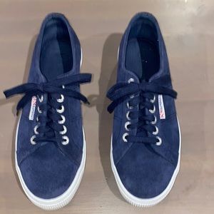 SUPERGA sz 8 Navy suede sneakers